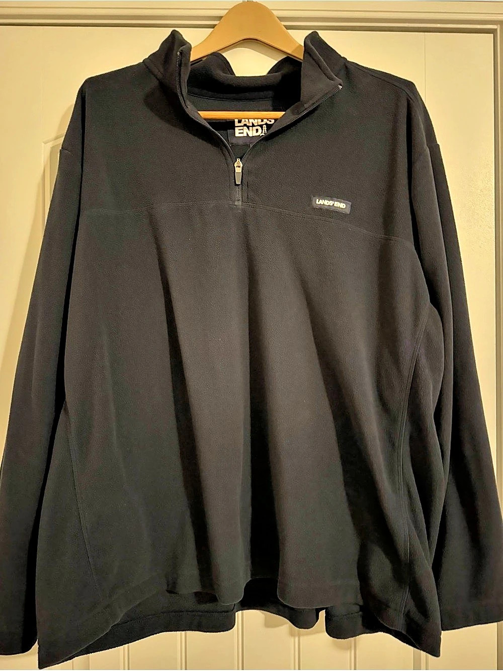 Lands' End Men's Quarter Zip Fleece Pullover Black 3XL